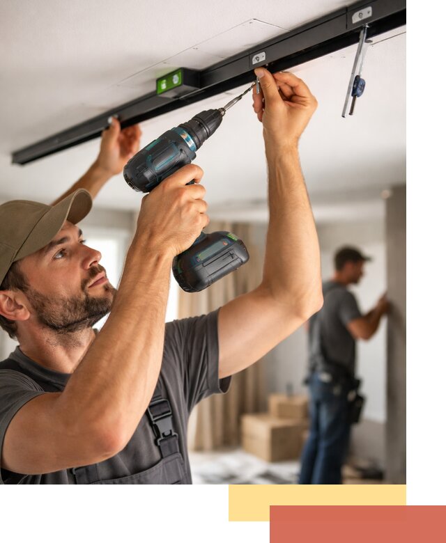 Установка трековых светильников в натяжной потолок в Усолье-Сибирском