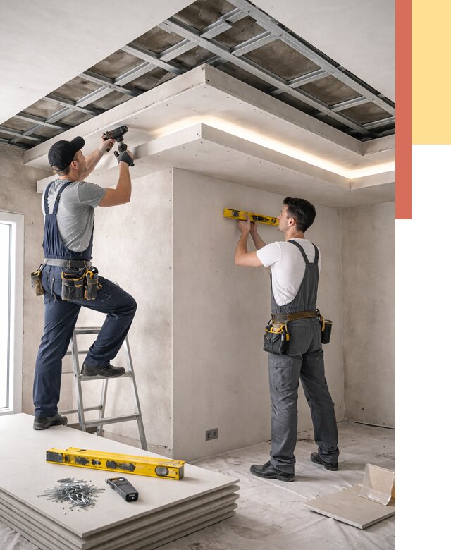 Двухуровневый потолок из гипсокартона в Усолье-Сибирском от 1496 руб. под ключ | ОТДЕЛОЧНИК-Сль