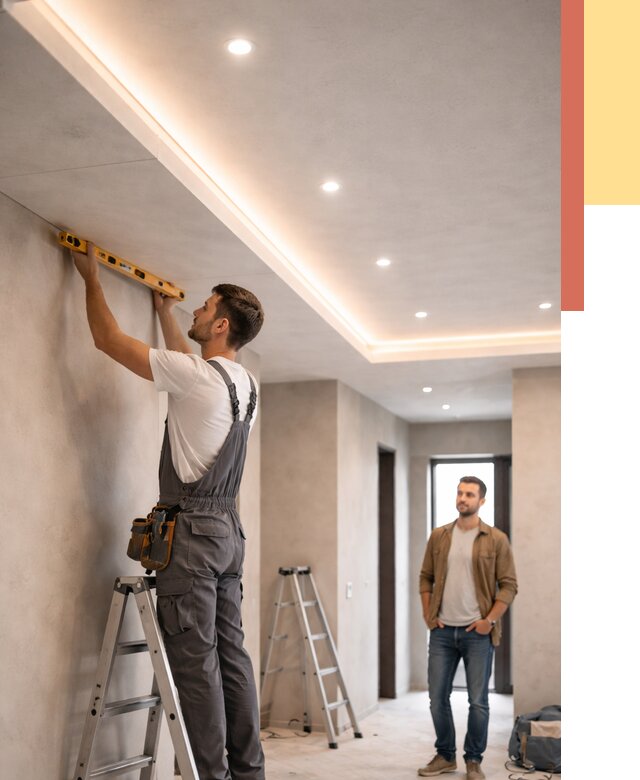 Потолок из гипсокартона с подсветкой в Усолье-Сибирском от 774 руб./м2 под ключ | ОТДЕЛОЧНИК-Сль