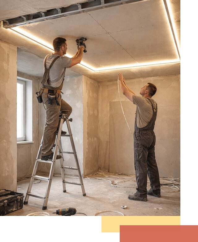 Потолок из гипсокартона с подсветкой в Усолье-Сибирском