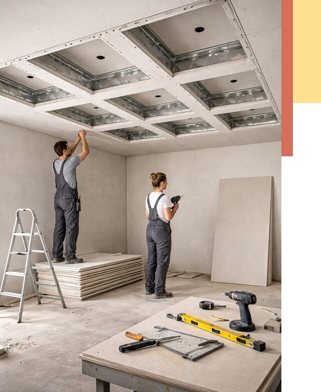 Кессонный потолок из гипсокартона в Усолье-Сибирском от 1909 руб. — монтаж и под ключ | ОТДЕЛОЧНИК-Сль