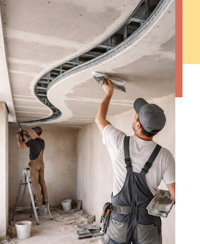 Криволинейный потолок из гипсокартона в Усолье-Сибирском от 2167 руб./м2 | ОТДЕЛОЧНИК-Сль