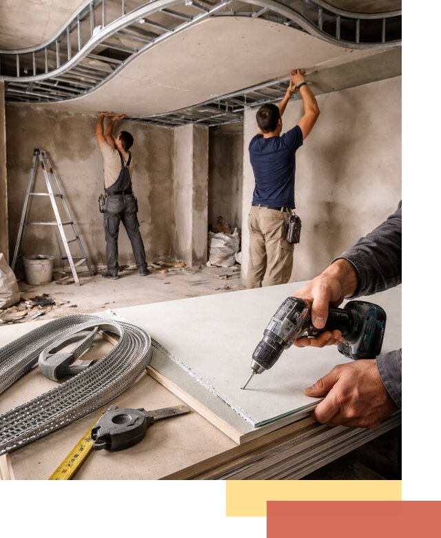 Криволинейный потолок из гипсокартона в Усолье-Сибирском — монтаж и отделка