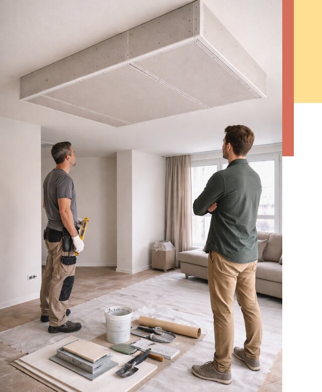 Короб на потолке из гипсокартона в Усолье-Сибирском от 2270 руб. — монтаж и услуги под ключ | ОТДЕЛОЧНИК-Сль