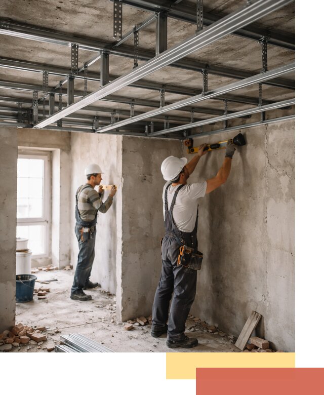 Монтаж каркаса потолка из профильного профиля в Усолье-Сибирском