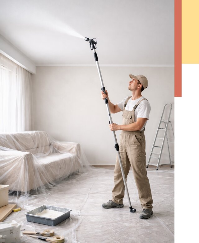 Покраска потолка краскопультом в Усолье-Сибирском от 4644 руб. быстро и недорого | ОТДЕЛОЧНИК-Сль