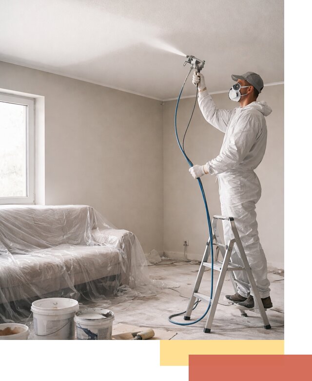 Покраска потолка краскопультом в Усолье-Сибирском быстро и качественно