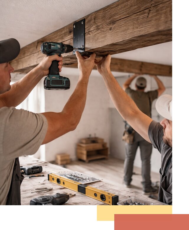 Монтаж декоративных потолочных балок в Усолье-Сибирском